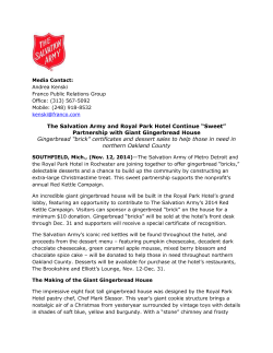 The Salvation Army and Royal Park Hotel Continue &ldquo;Sweet