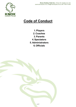 Code of Conduct - Knox Hockey Club