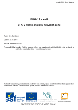 DUM č. 7 v sadě 2. Aj-2 Re&aacute;lie anglicky mluv&iacute;c&iacute;ch zem&iacute;