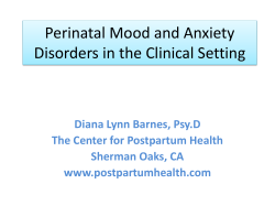 Perinatal Mood and Anxiety Disorders in the Clinical Setting