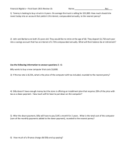 Financial Algebra &ndash; Final Exam 2015 Review 1b Name: Per: 1