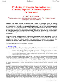 Prediction Of Chloride Penetration Into Concrete Exposed To