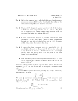 Handout 7, Summer 2014 Math 1823-171 03 June 2014 Ex. 1. Air is