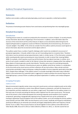 Auditory Perceptual Organization Synonyms Definition Detailed