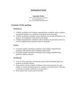 INTRODUCTION - Reading Comprehension Worksheets, Guides