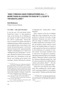 &ldquo;aNd I TIRESIaS haVE FORESUFFEREd all...&rdquo; &ndash; MORE ThaN