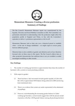 Momentum Measures: Creating a diverse profession Summary of