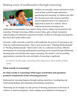 Making sense of mathematics through reasoning