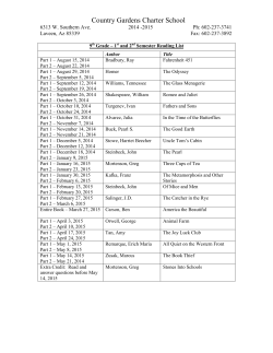 9th Grade Required List - Country Gardens Charter School