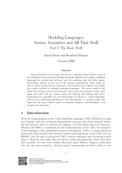 Modeling Languages: Syntax, Semantics and All That