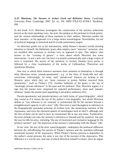 A.D. Morrison, The Narrator in Archaic Greek and Hellenistic Poetry