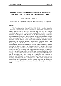 Finding A Voice: Men in Eudora Welty`s "Flowers for Marjorie" and