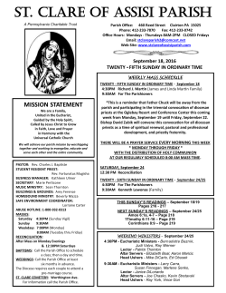 September 18, 2016 - Saint Clare of Assisi Parish