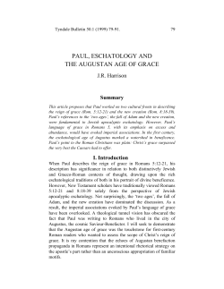 paul, eschatology and the augustan age of grace