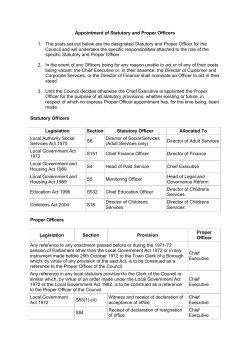 Appointment of Statutory and Proper Officers 1. The posts set out