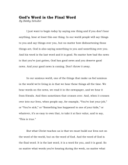 God`s Word is the Final Word