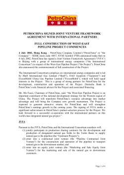 petrochina signed joint venture framework agreement with