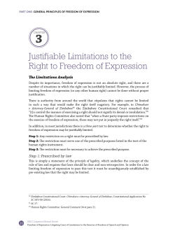 Justifiable Limitations to the Right to Freedom of Expression
