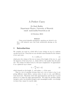 A Perfect Curry - University of Warwick
