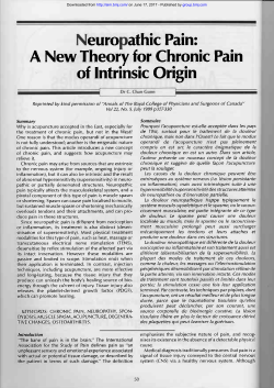 euro athic Pain: A New Theory for Chronic Pain of Intrinsic Origin