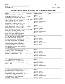 Characterization in &ldquo;Lather and Nothing Else&rdquo; by Hernando T&eacute;llez (p