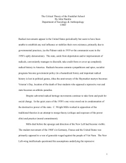 1 The Critical Theory of the Frankfurt School By John Hamlin
