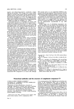 Monoclonal antibodies and the structure of complement component