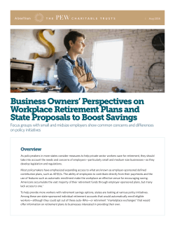 Business Owners` Perspectives on Workplace Retirement Plans and