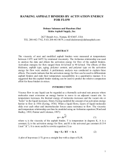 Ranking Asphalt Binders by Activation Energy for Flow