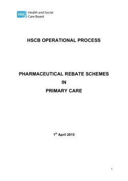 HSCB Operational Process for Pharmaceutical Rebate Shemes in