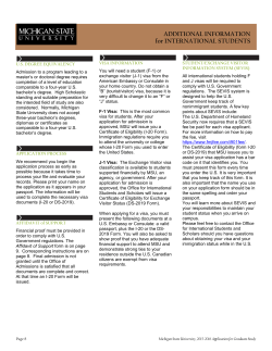 ADDITIONAL INFORMATION for INTERNATIONAL STUDENTS