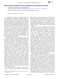 Note: Activity coefficients and solubilities for the NaCl/ϵ force field