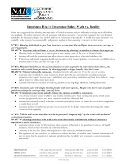 Interstate Health Insurance Sales: Myth vs. Reality