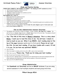 3rd Grade Fluency Probe 1 Assessor Directions &copy;West