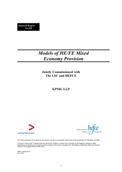 Models of HE/FE mixed economy provision: jointly commissioned