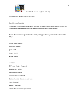 Fourth Grade Students Supply List 2016