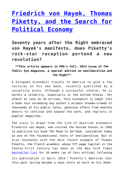 Friedrich von Hayek, Thomas Piketty, and the Search for Political