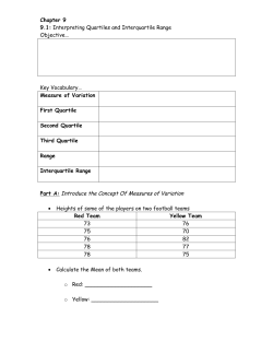 Chapter 9 9.1: Interpreting Quartiles and Interquartile Range