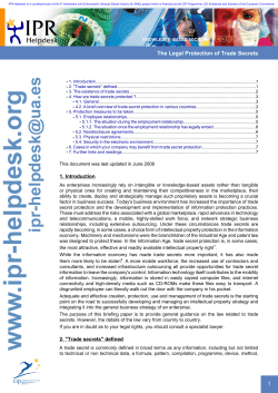 The Legal Protection of Trade Secrets 1