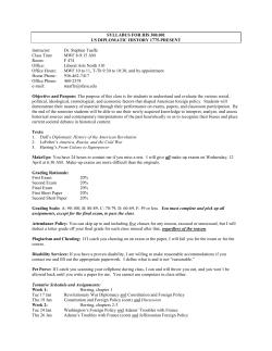 SYLLABUS FOR HIS 300.001 US DIPLOMATIC HISTORY 1775