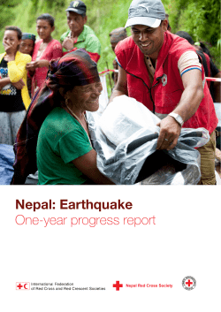 Nepal: Earthquake One-year progress report
