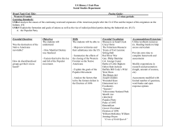 US History I Unit Plan