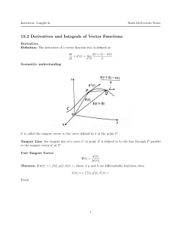 13.2 Derivatives and Integrals of Vector Functions