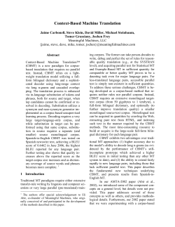 Context-Based Machine Translation