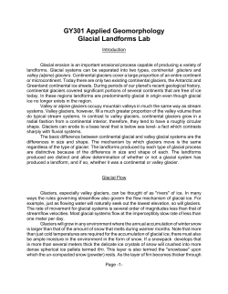 GY301 Applied Geomorphology Glacial Landforms Lab