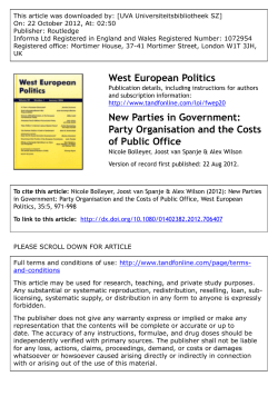 New Parties in Government: Party Organisation and the Costs of