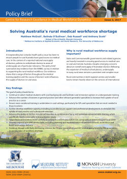 Policy Brief - Medicine in Australia: Balancing Employment and Life