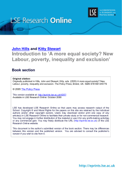Introduction to `A more equal society? New Labour, poverty