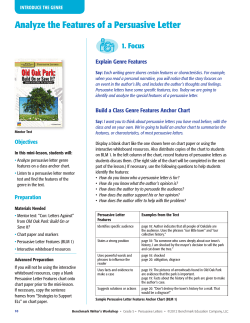 Analyze the Features of a Persuasive Letter