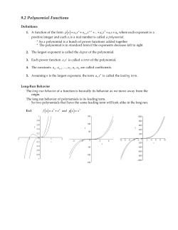 9.2 Polynomial Functions